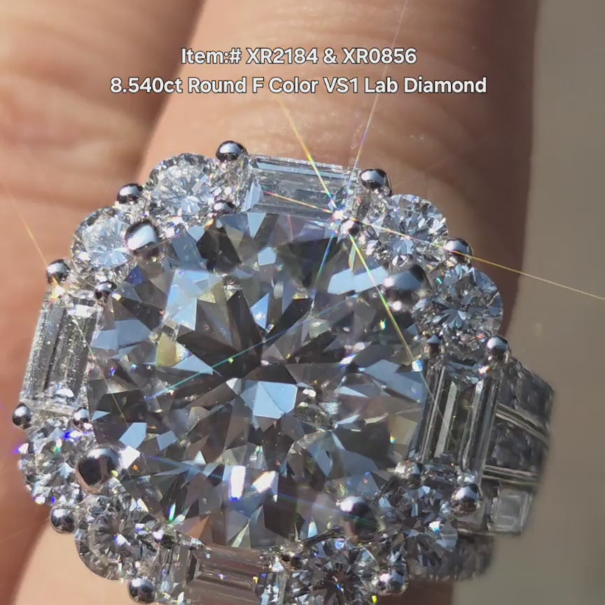 DovEggs round lab diamond engagement ring sparkling in sunlight video