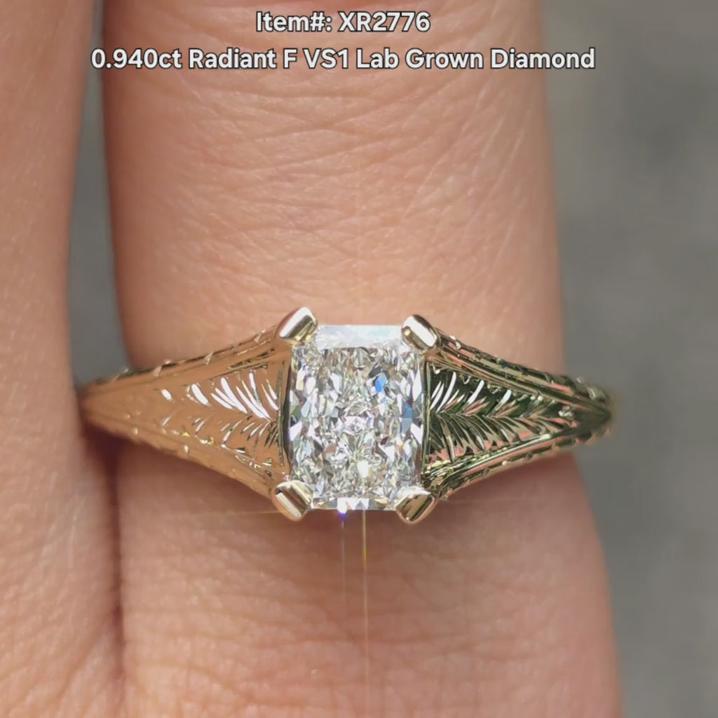 DovEggs0.94ct Radiant Lab Grown Diamond ring on hand video