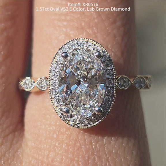 1.57ct oval VS2 E Color Lab Diamond