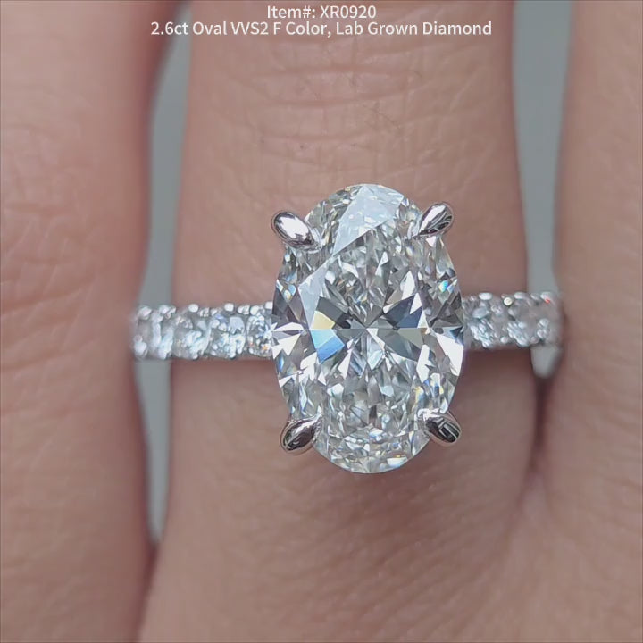 DovEggs 2.6ct Oval Shaped Lab Grown Diamond Ring – Pave  Engagement Ring for Women
