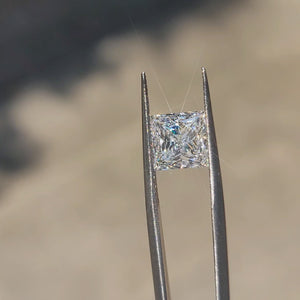 3.02ct princess lab diamond (D/VVS1) in sunlight, showcasing brilliant sparkle