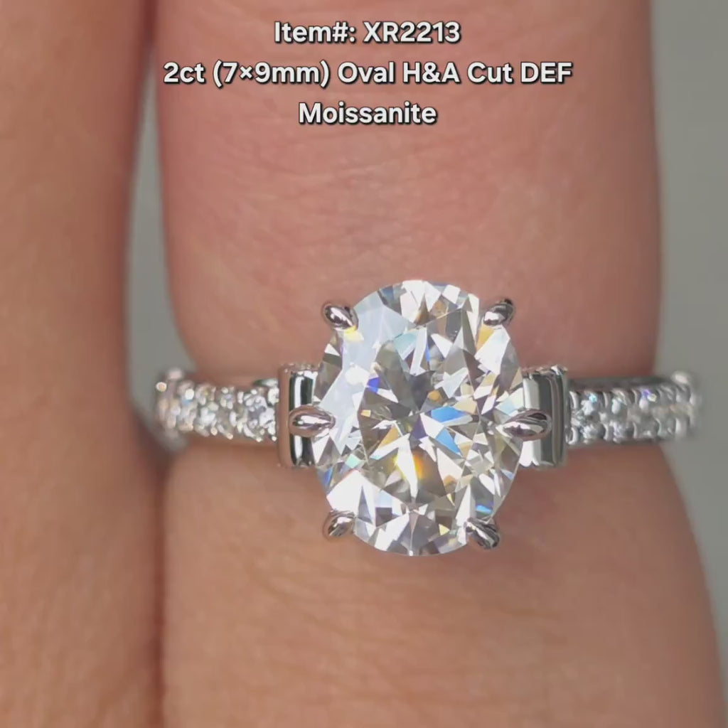 DovEggs oval pave bridge art deco vintage moissnaite engagement ring video