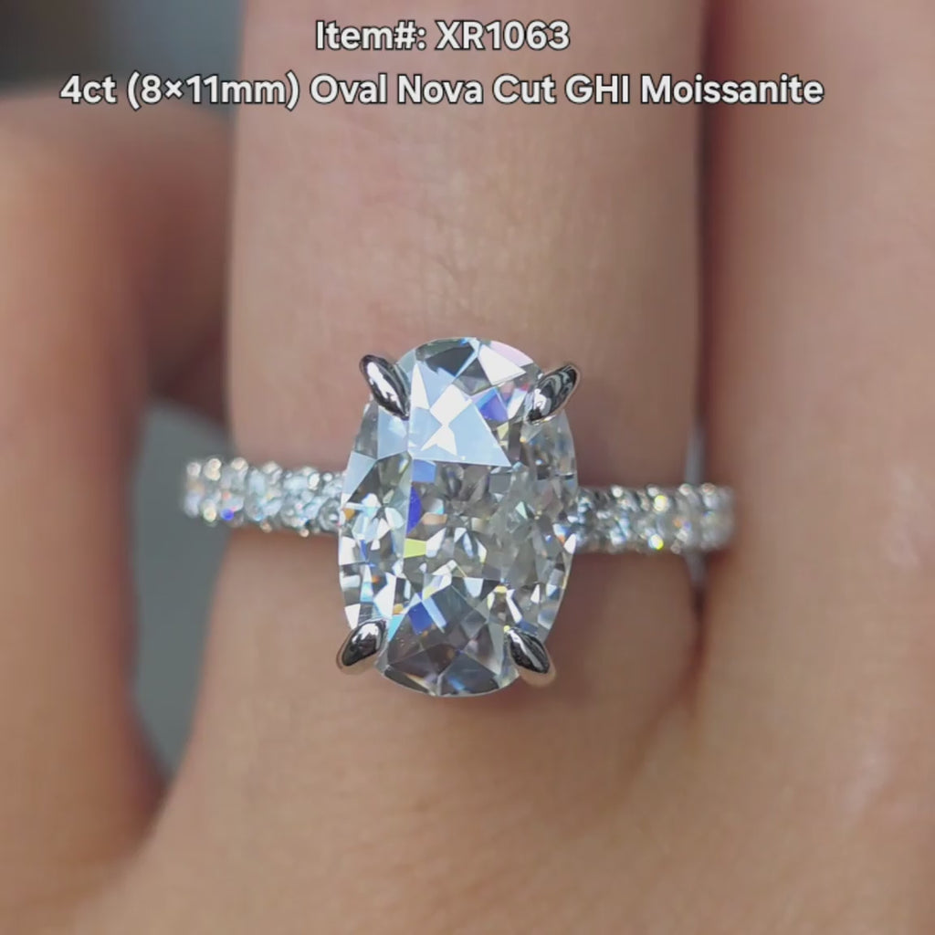 DovEggs Nova oval moissanite ring sparkling in sunlight video