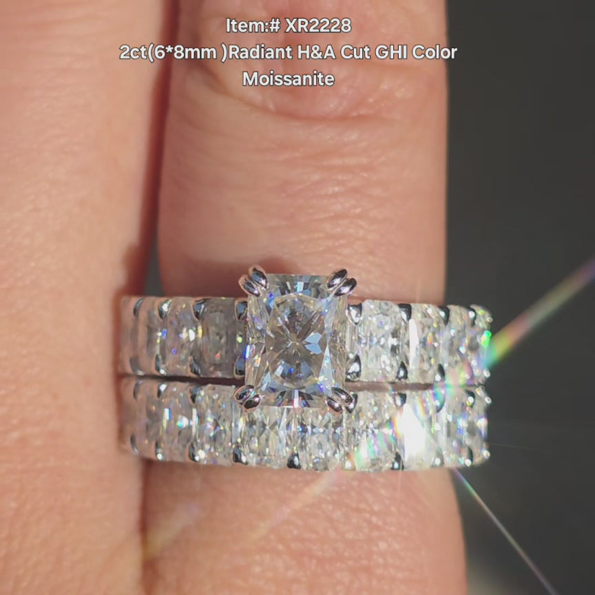 2ct Radiant H&A Cut GHI Color Moissanite