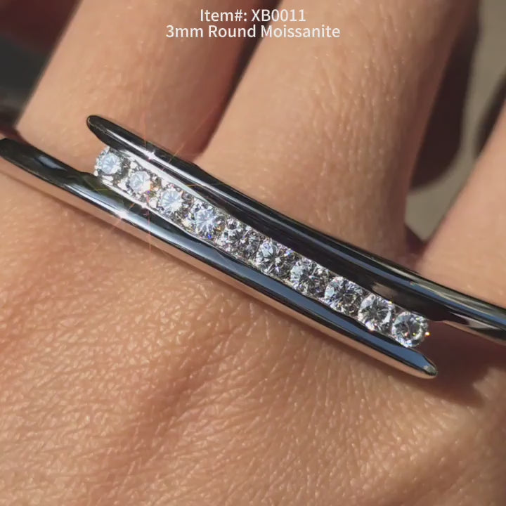 DovEggs moissanite bangle sparkling in sunlight