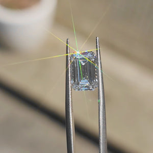 360-degree video showing 3.20ct emerald cut lab diamond's D color and sparkle