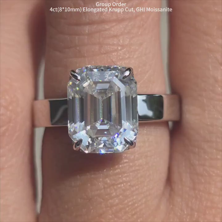 DovEggs elongated krupp cut moissanite solitaire engagement ring video