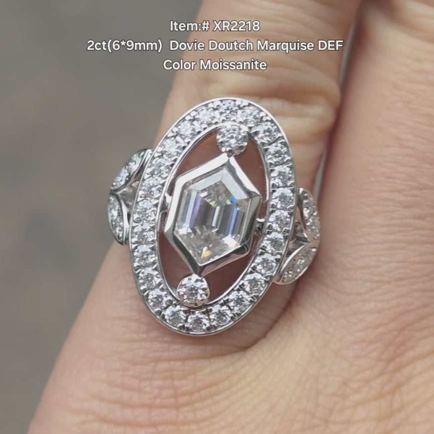 2ct(6*9mm) Dovie Doutch Marquise DEF Color Moissanite
