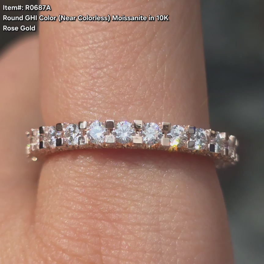 DovEggs full eternity round moissanite wedding band | perfect matching with engagement ring for Women