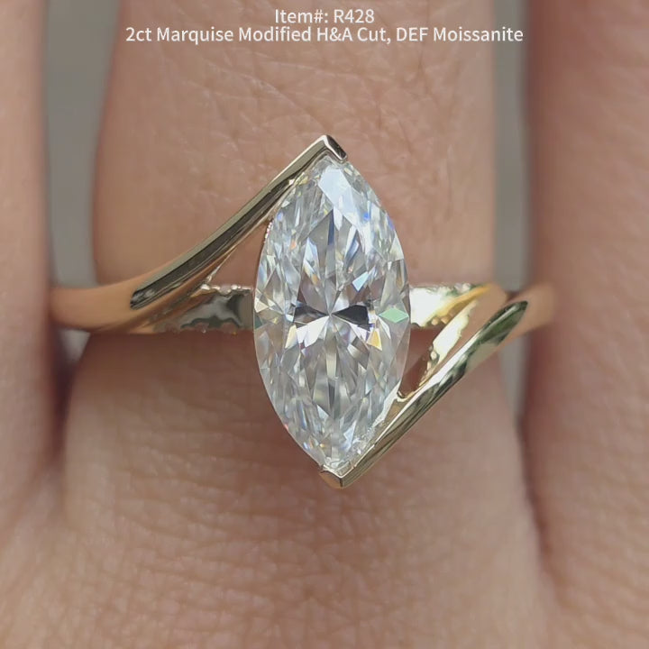DovEggs 2ct MArquise Shaped Moissanite Engagement Ring – Solitaire Engagement Ring for Women
