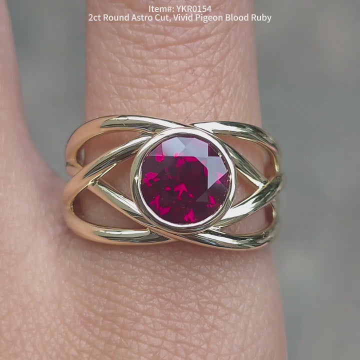 Doveggs solitaire bezel round ruby sapphire engagement ring