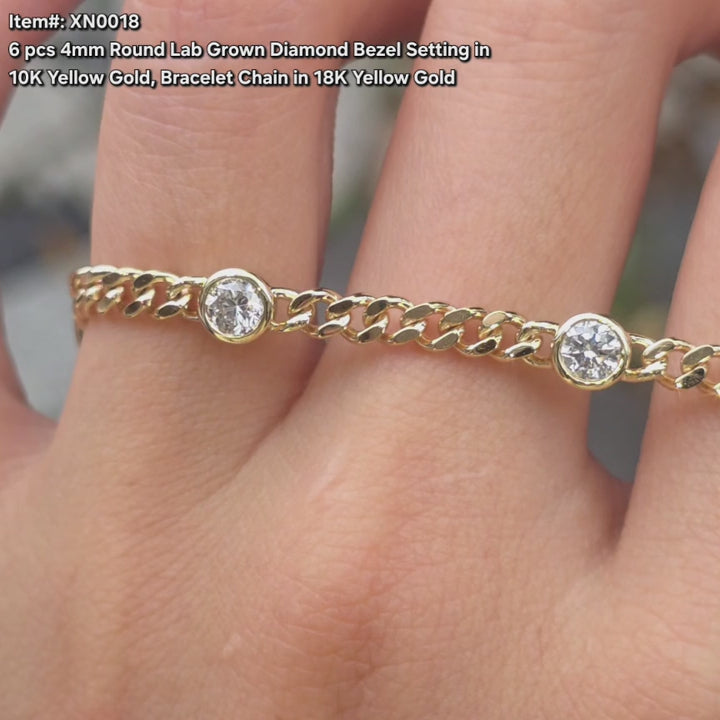 DovEggs round lab-grown diamond bracelet with bezel setting.