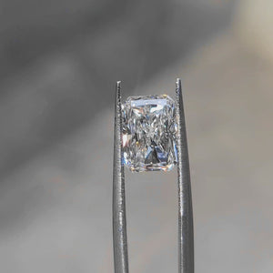 3.03ct radiant lab diamond (F/VVS1) in natural light, displaying crushed ice brilliance