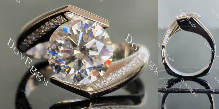 Curved pave ethical lab diamond Engagement Ring | DovEggs