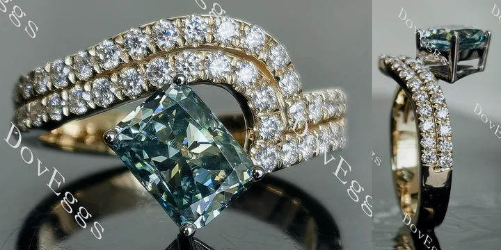 Curved pave ethical lab diamonds engagement ring setting | DovEggs
