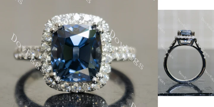 Halo half eternity ethical lab diamond Engagement Ring | DovEggs