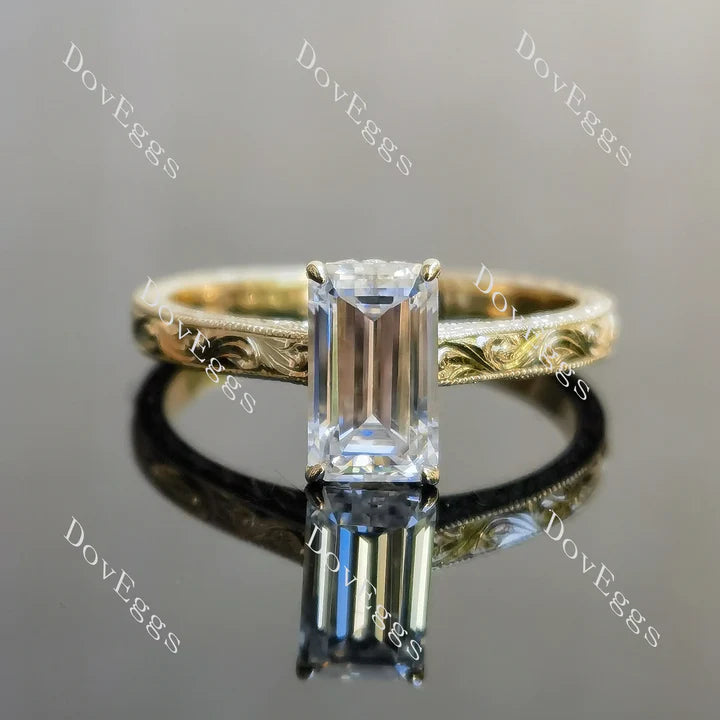 Bezel carved hidden halo custom lab diamond Engagement Ring | DovEggs