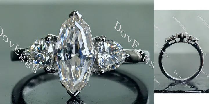 Pave three stones ethical lab diamond Engagement Ring | DovEggs