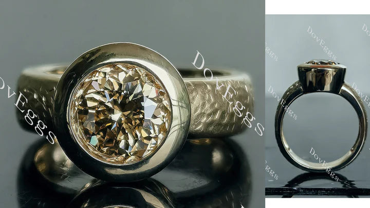Best place to buy ethical lab grown diamonds: Solitaire bezel ethical lab diamond Engagement Ring. 