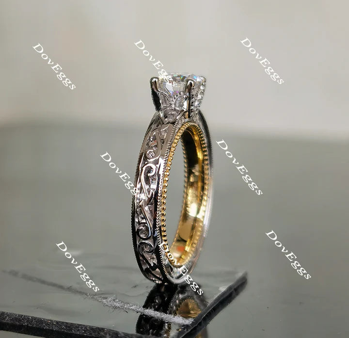 Vintage custom lab diamond Engagement Ring setting with accents | DovEggs
