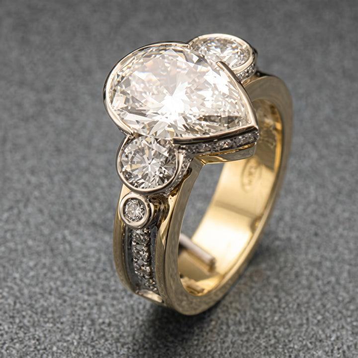 Group Order side stones hidden halo engagement ring semi-mount only(Exclusively to DovEggs Stones)