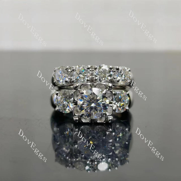 (size 4.25) Doveggs sterling silver 1ct round moissanite bridal set(2rings)