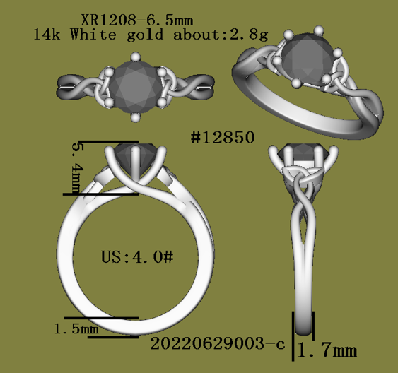 Wedding band of #12850 ring