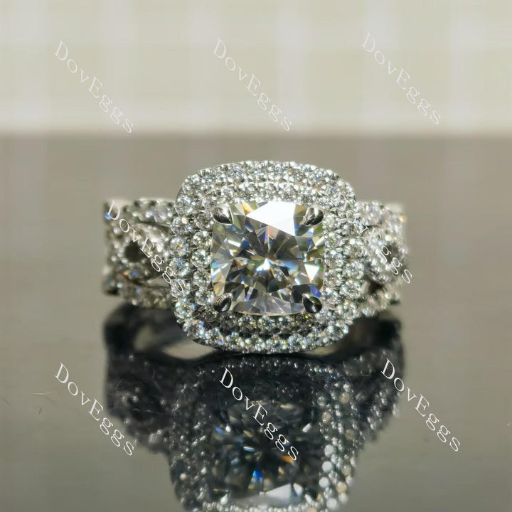(size 11.5) Doveggs sterling silver 3ct cushion moissanite bridal set(3 rings)