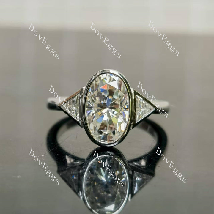 (Size 8) Doveggs sterling silver 3ct elongated oval moissanite engagement ring