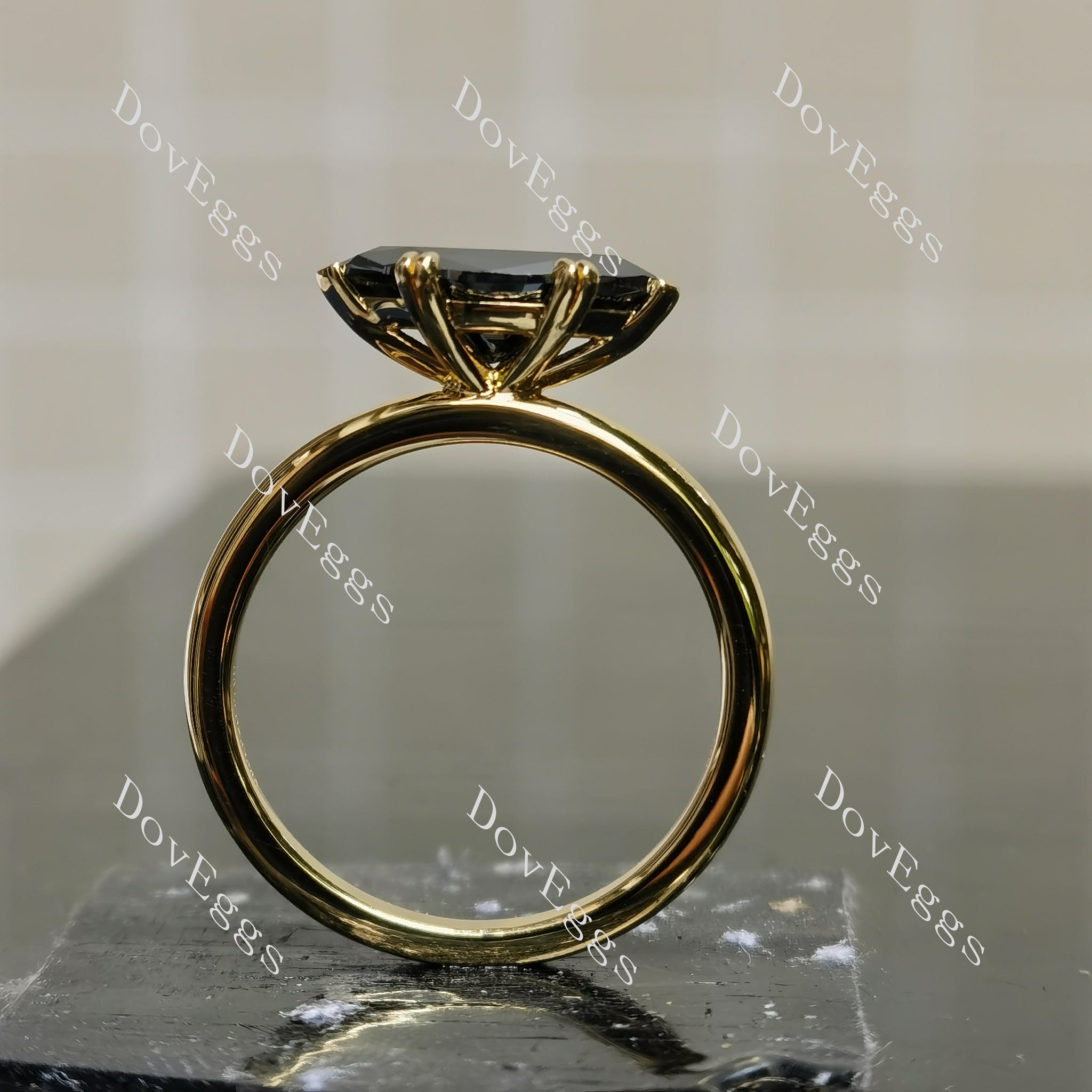 (size 7.5) Doveggs sterling silver plated with yellow gold 2ct marquise colored moissanite engagement ring