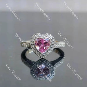 Heart halo vintage pave stones colored gem engagement ring| DovEggs