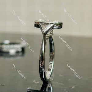 (Size 8) Doveggs sterling silver 3ct elongated oval moissanite engagement ring