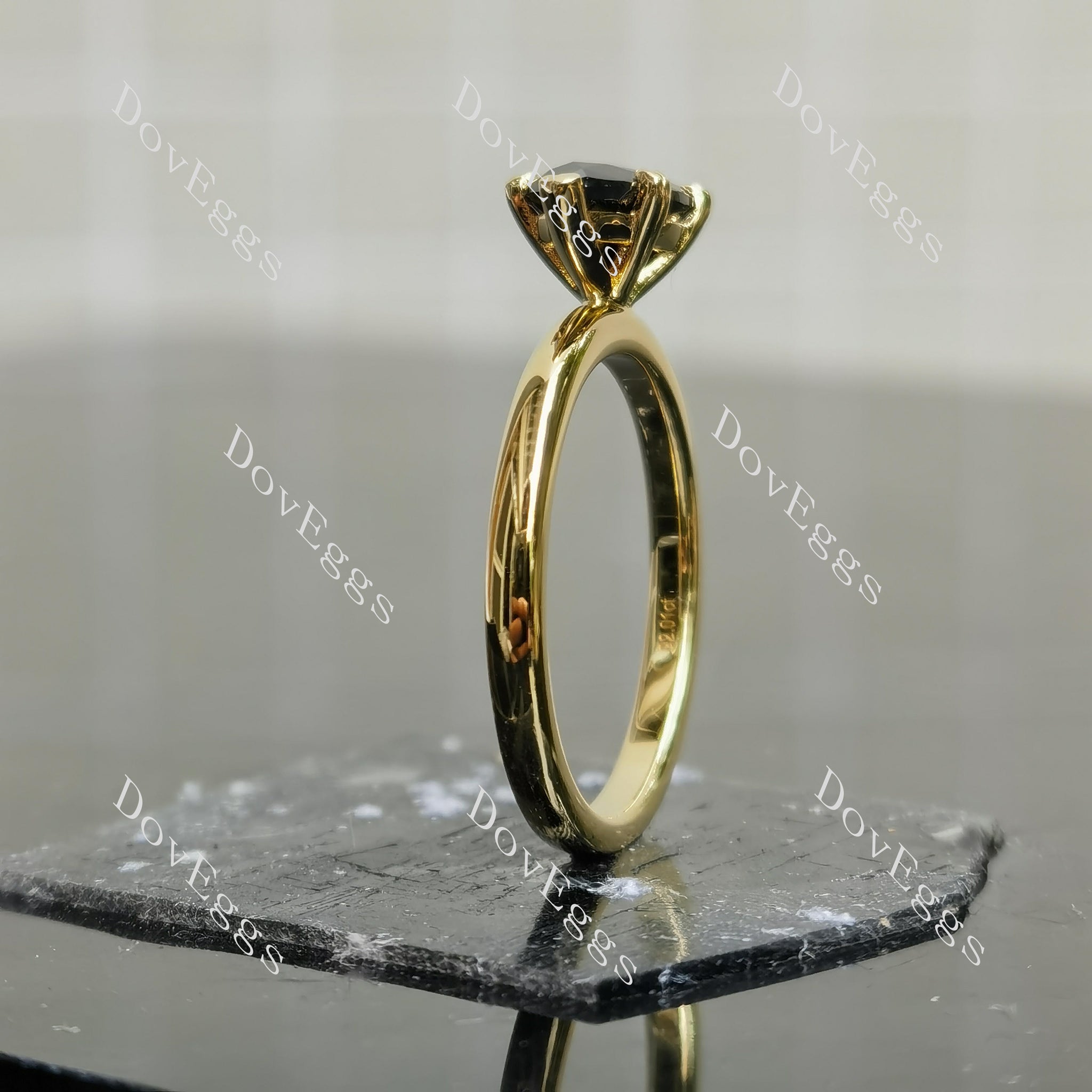 (size 7.5) Doveggs sterling silver plated with yellow gold 2ct marquise colored moissanite engagement ring