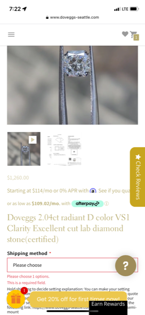 2 lab grown diamond stones layaway payment (50  50)