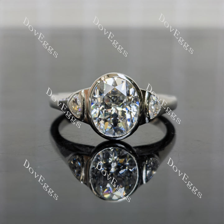 (size 10.5) Doveggs sterling silver 3ct oval nova cut moissanite engagement ring