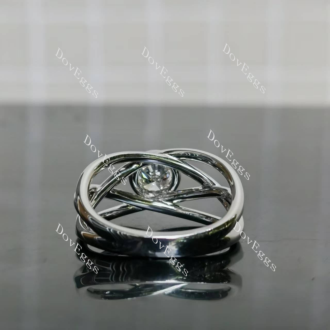 (size 8.25) Doveggs sterling silver 0.81ct round D color VS1 lab grown diamond engagement ring(certified)