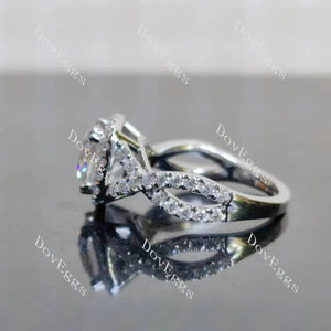 (size 5.75) Doveggs sterling silver 2ct cushion moissanite ring bridal set(3 rings)