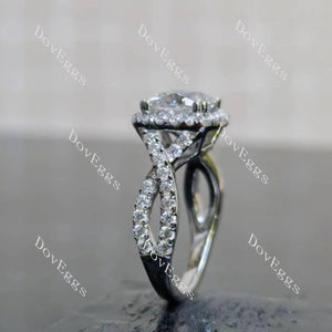 (size 5.75) Doveggs sterling silver 2ct cushion moissanite ring bridal set(3 rings)