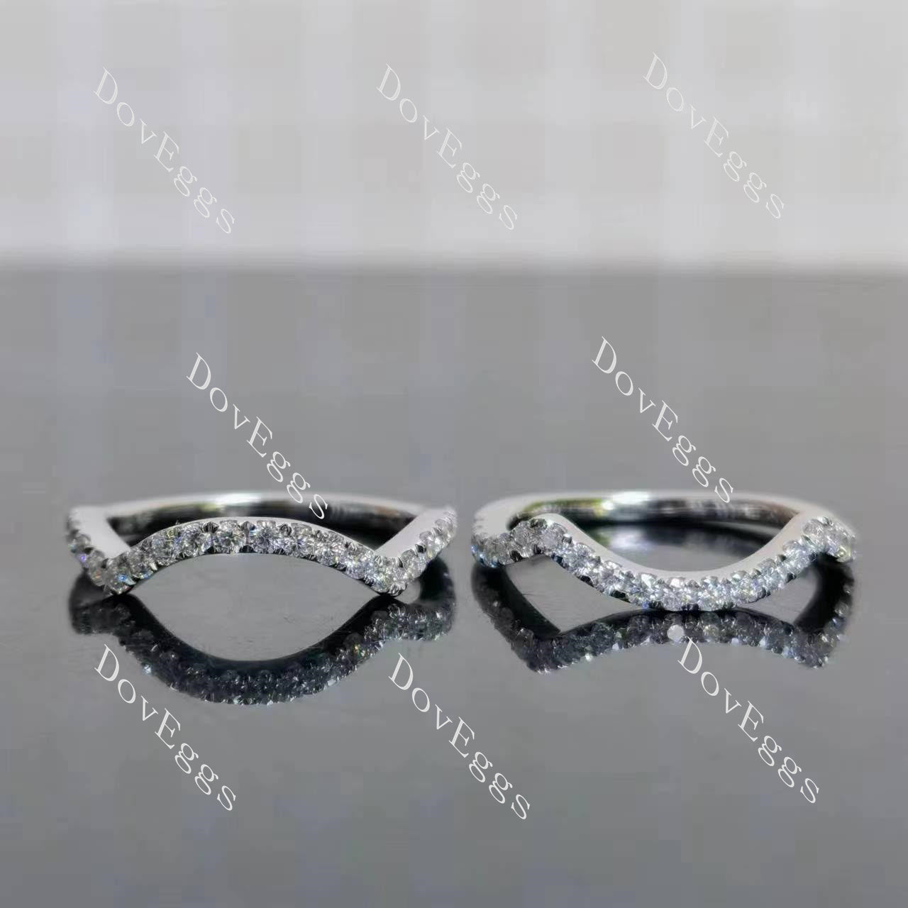 (size 5.75) Doveggs sterling silver 2ct cushion moissanite ring bridal set(3 rings)