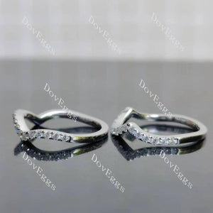 (size 5.75) Doveggs sterling silver 2ct cushion moissanite ring bridal set(3 rings)