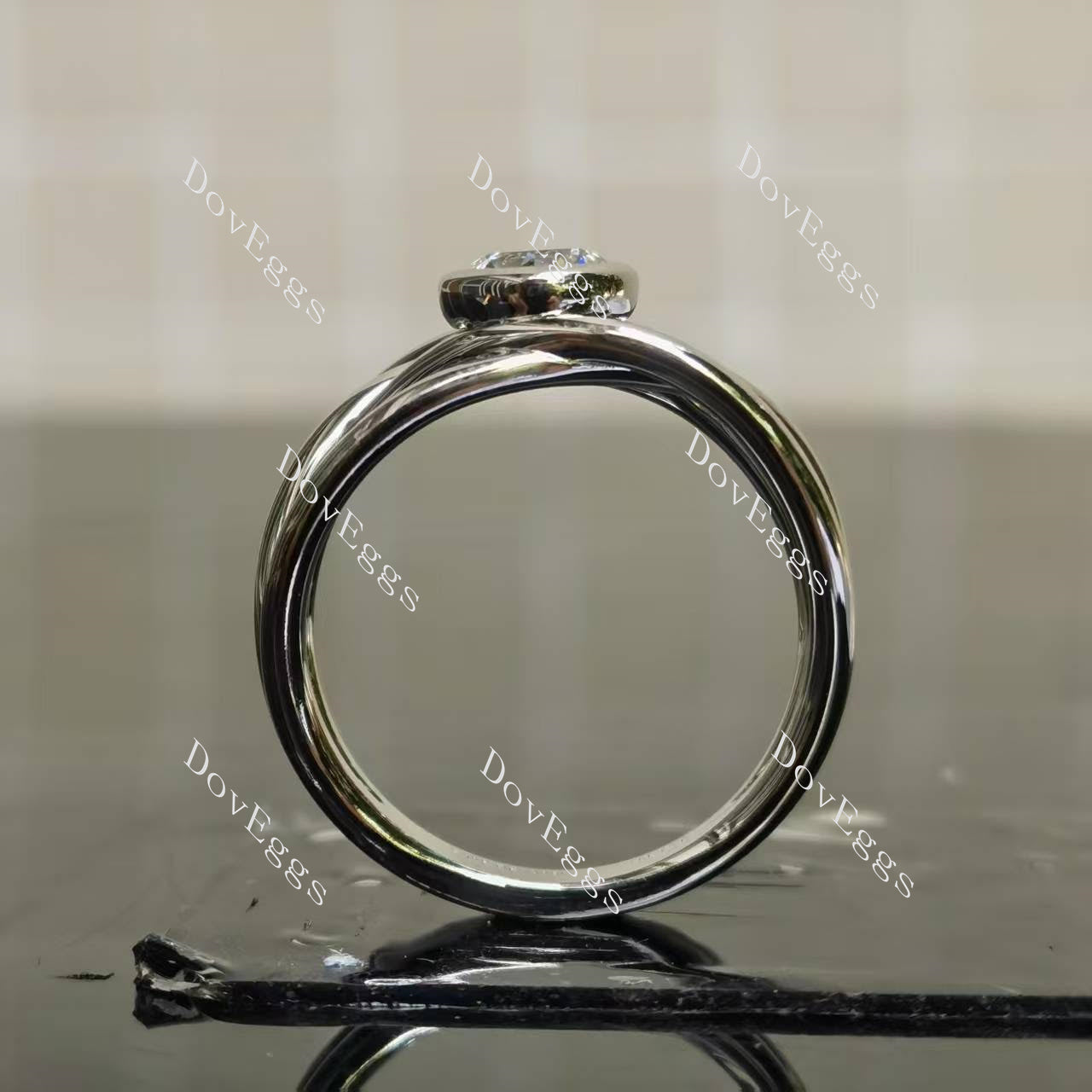 (size 8.25) Doveggs sterling silver 0.81ct round D color VS1 lab grown diamond engagement ring(certified)