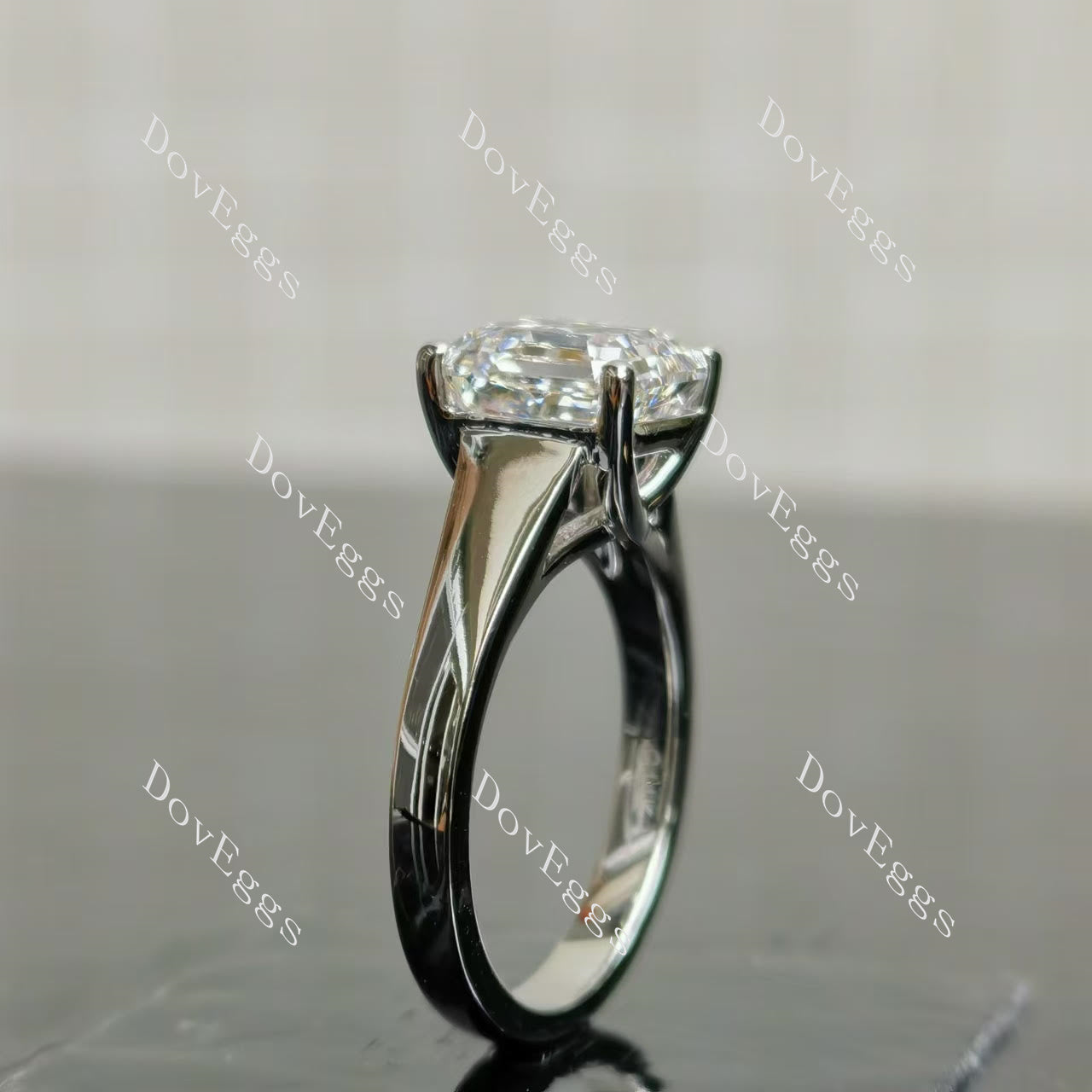(size 5.75) Doveggs 14k white gold 3.15ct asscher D color VVS1 Clarity Excellent cut lab grown diamond ring(certified)