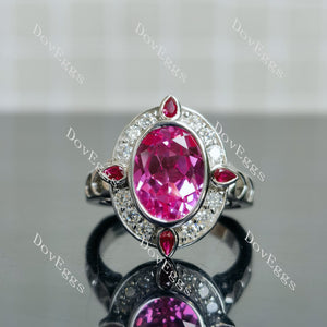 (size 7) Doveggs sterling silver 4ct oval pink sapphire colored gem engagement ring