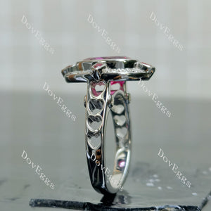 (size 7) Doveggs sterling silver 4ct oval pink sapphire colored gem engagement ring