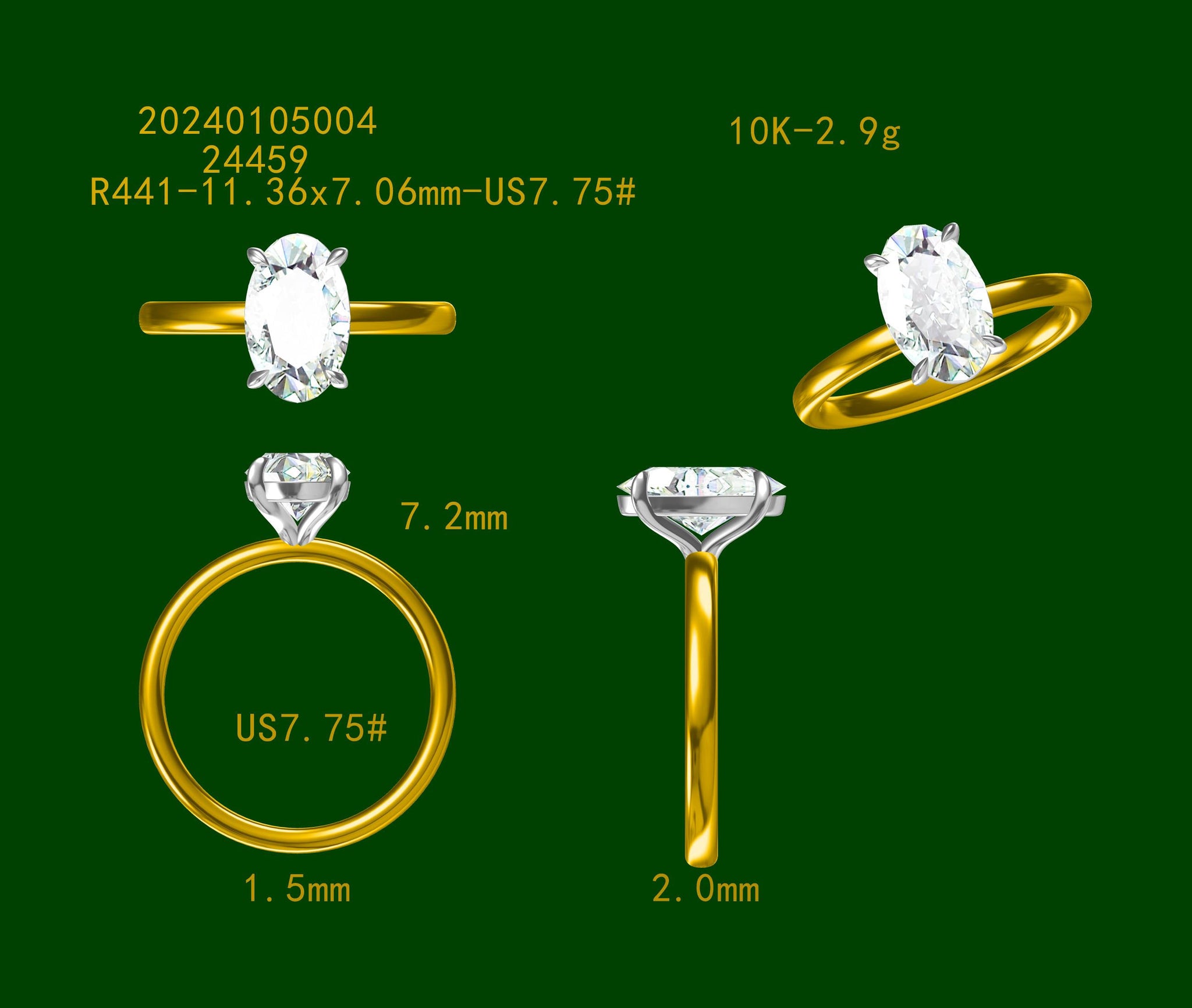 Semi mount for 2.75ct oval Stone