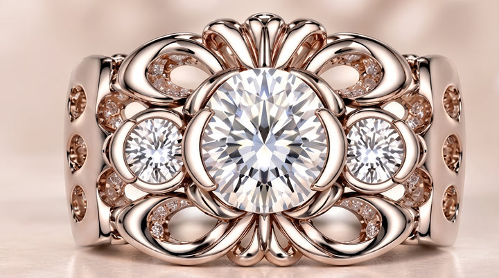 Group Order vintage floral three stones engagement ring only semi-mount only(Exclusively to DovEggs Stones)