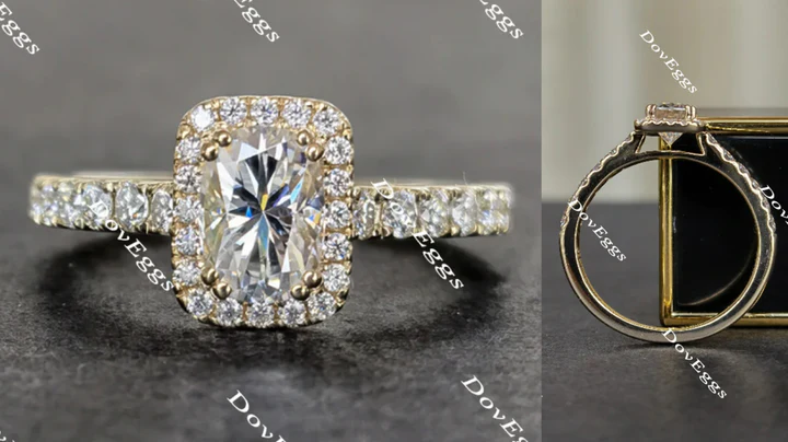 Pave halo custom lab diamond Engagement Ring | DovEggs