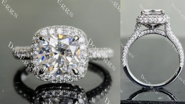 Pave halo ethical lab diamond Engagement Ring | DovEggs