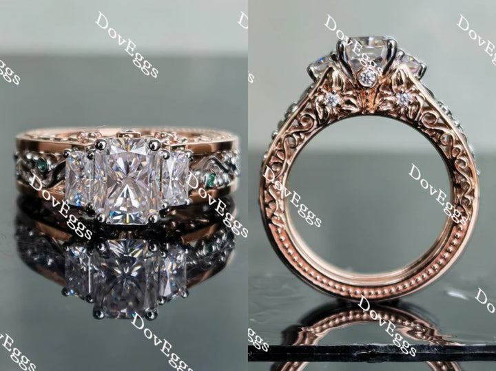 engraved vintage ethical lab diamonds ring setting with gem options | DovEggs