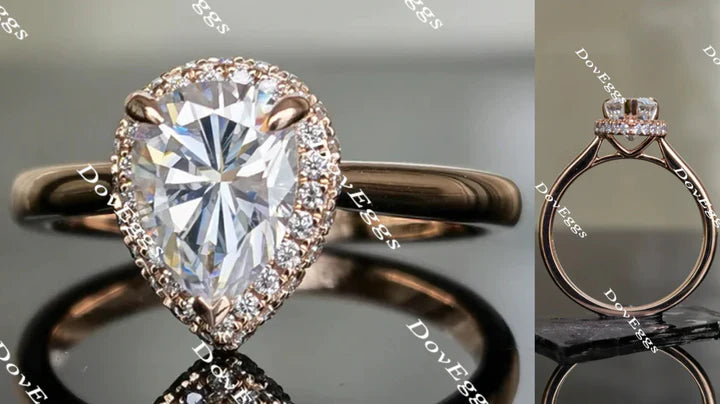 Pave halo ethical lab diamond Engagement Ring | DovEggs